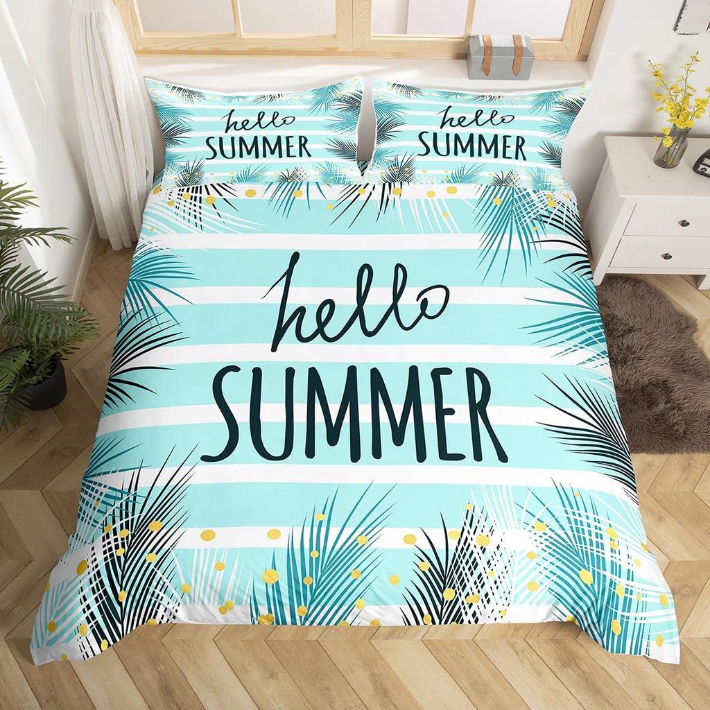 Sumer Hawai Beach Soft Duvet Cover Ful Ocean Beding Set for Young Boys Young Girls, Lovely Flip Flops Slipers Conch Starfish Warm Comforter Cover