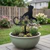 Katze Metall Dekorativer Gartenstecker Schwarze Katze Blumen Silhouette Statue für Außenhof Terrasse Rasen Dekoration