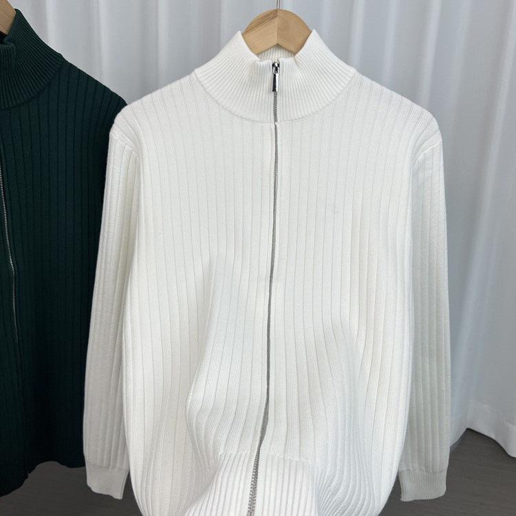 Men's Trendy Light Luxury Zipper Cardigan Sweater - Casual Knitwear Jacket for 2025 Autumn/Winter Season