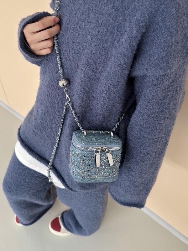 Mini-Umhängetasche im Denim-Stil für Kinder & Frauen – Trendige Schultertasche mit Strass-Akzenten