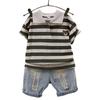 Trendy Black Gray And Green Gray Children's Summer Polo Shirt Set For Boys Aged 3 To 8