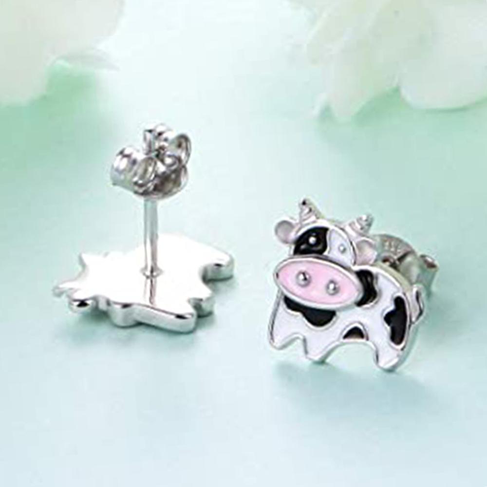 

CAOSHI Cute Girl s Stud Earrings with Cow Design Delicate Animal Jewelry for Women Fashion Lady Gift Daily Wearable Accessories