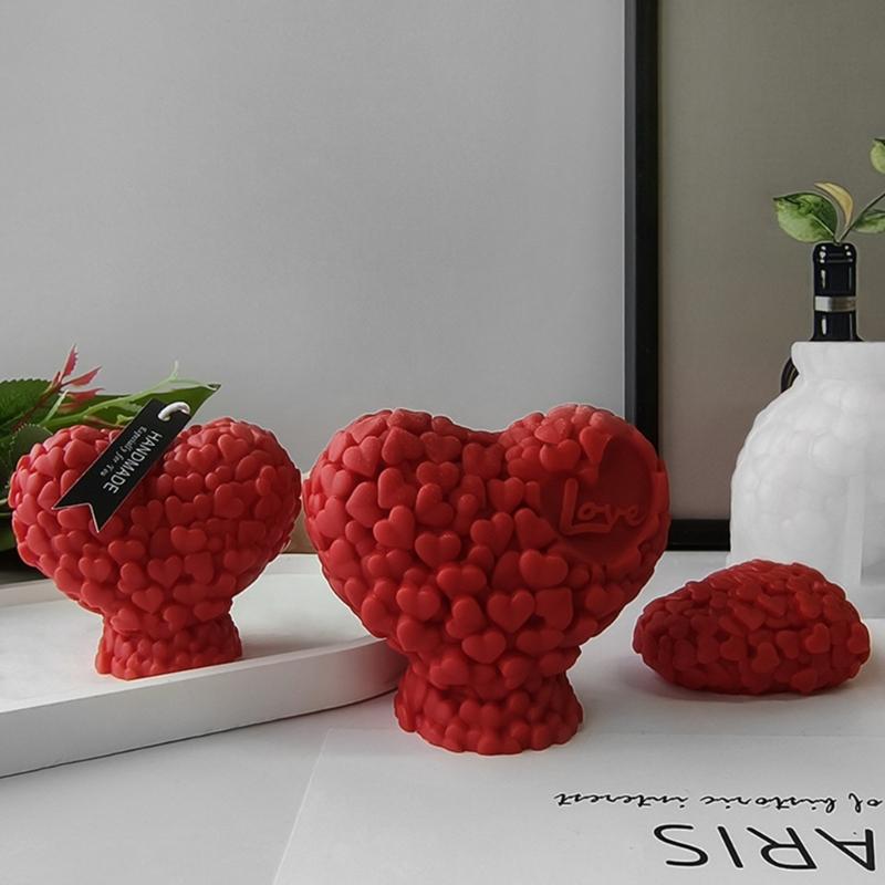 Heart Shape Candle Mold Silicone Mould for Candle Making DIY Fondant Aromatherapy Scented 3D Moulds Valentines Day Gifts