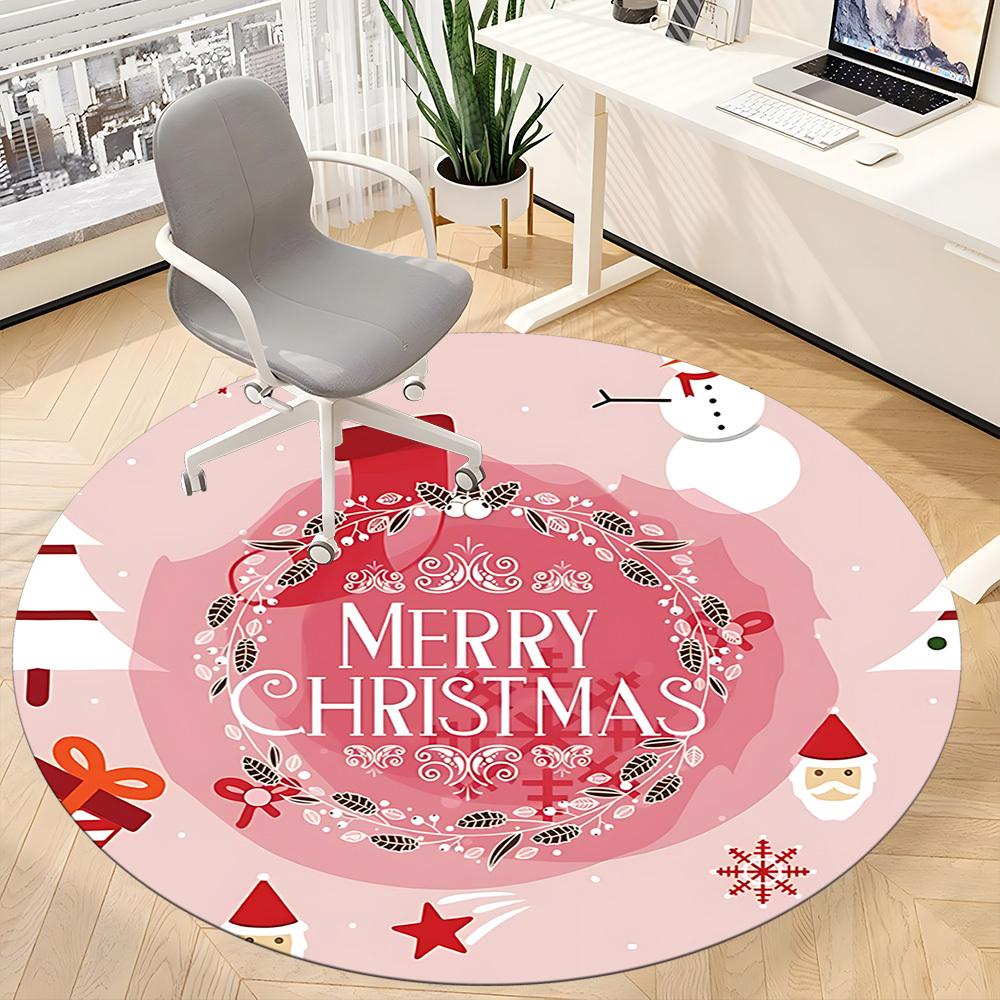1pc Christmas Ornament Office Round Rug, Non-slip, Soft and Durable Office Rug for Interior Decoration, Perfect for Office, Beautiful Decoration Yy260