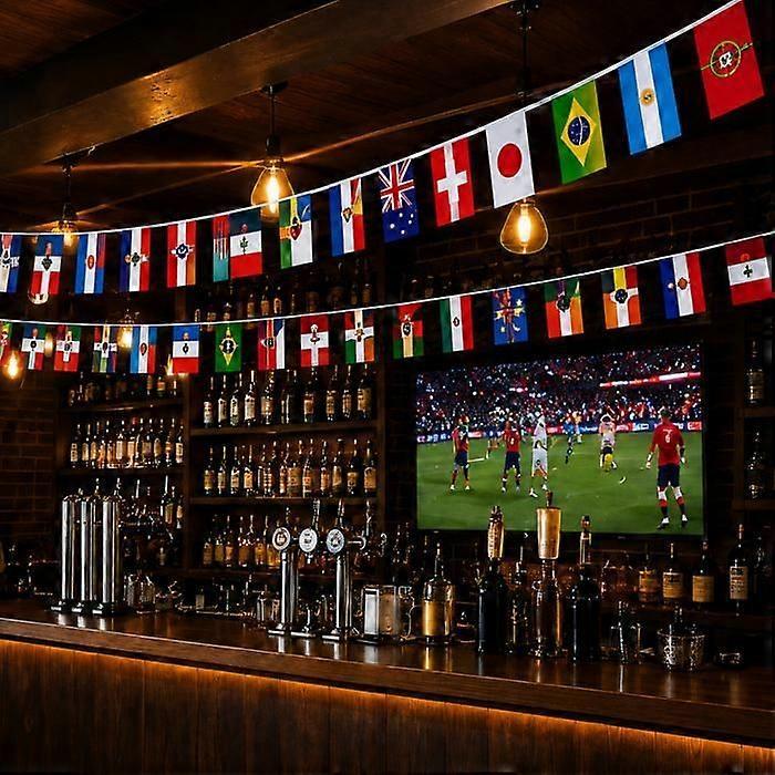 World Cup Football 2026 Flag Garland Banner 15m 48 Flags of Countries 21x14cm [Lot 2] Supporter Decor Phonillico®
