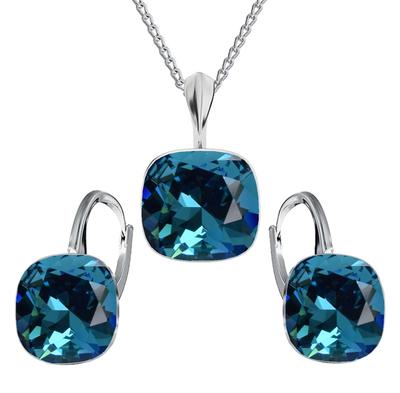 Silver Set Square Earrings Necklace Gift for Birthday or Women' Day - Silver 925 - Indigo