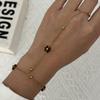 Stainless Steel Crystal Flower Hand Chain Ring Bracelet for Women Gold Plated Beads Adjustable Bracelets Party Wedding Jewelry