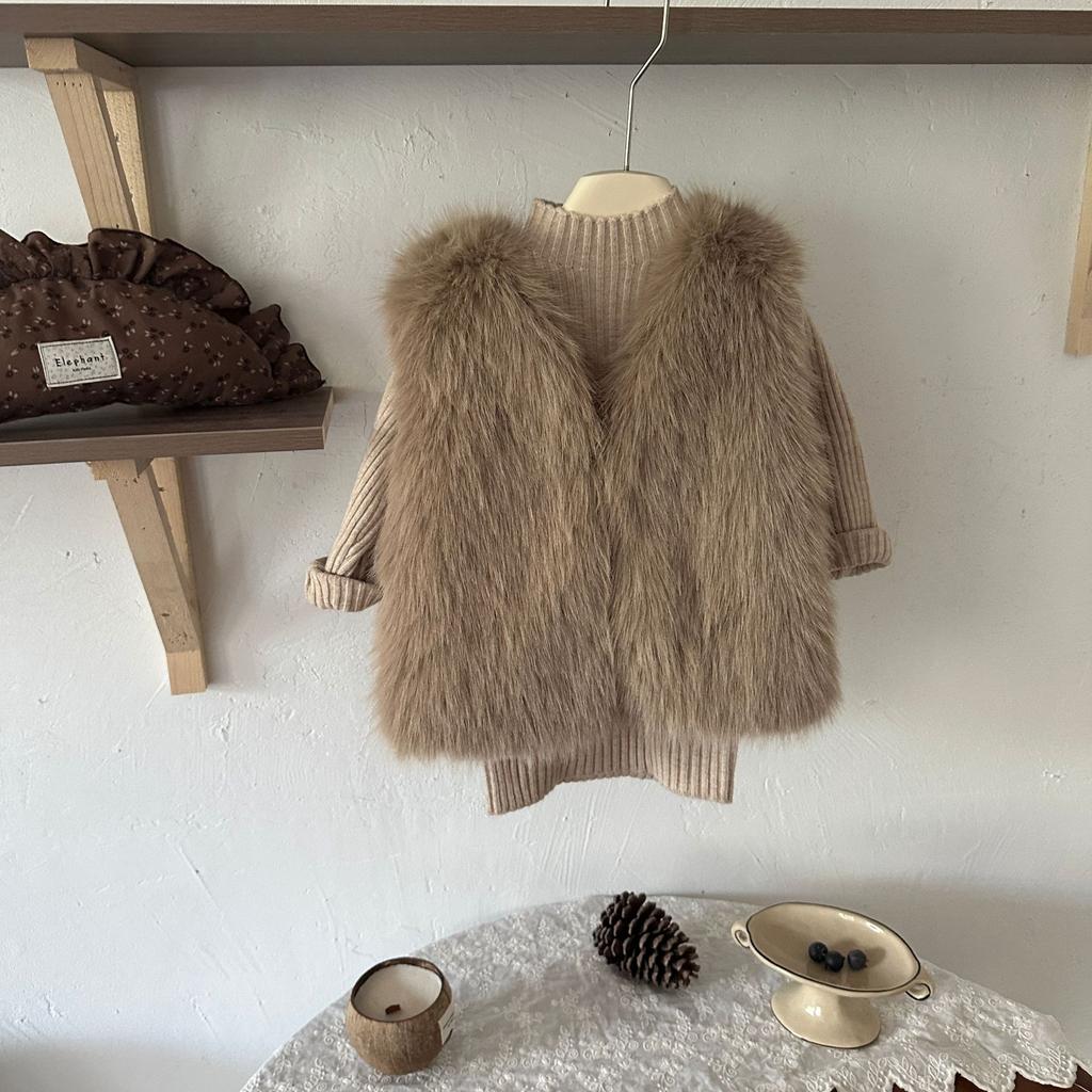 Children Korean Imitation Fur Vest for Autumn and Winter Versatile Top for Girls