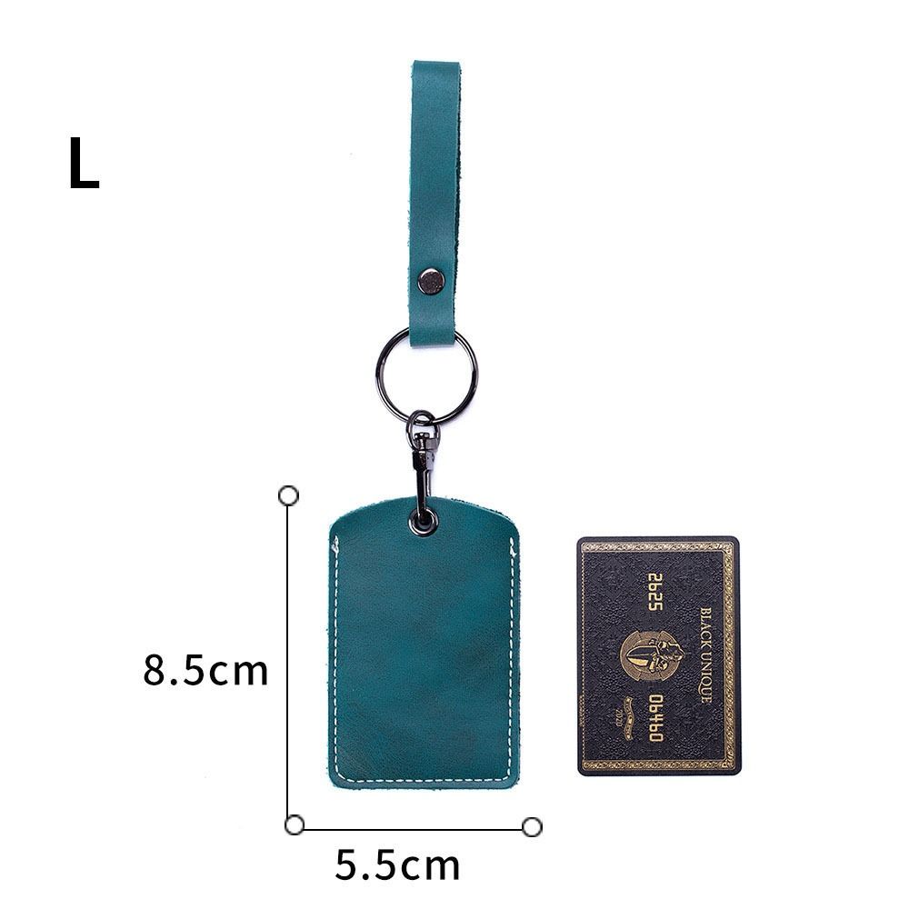 Bag Hook Card Holder Access Tags Cow Leather Keychain Key Tag Ring ID Card Case Leather Key Holder