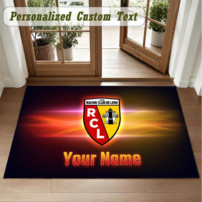 Crystal Velvet Square Rug Custom Nameracing club de lens Pattern Non Slip Home Floor Decor Rug