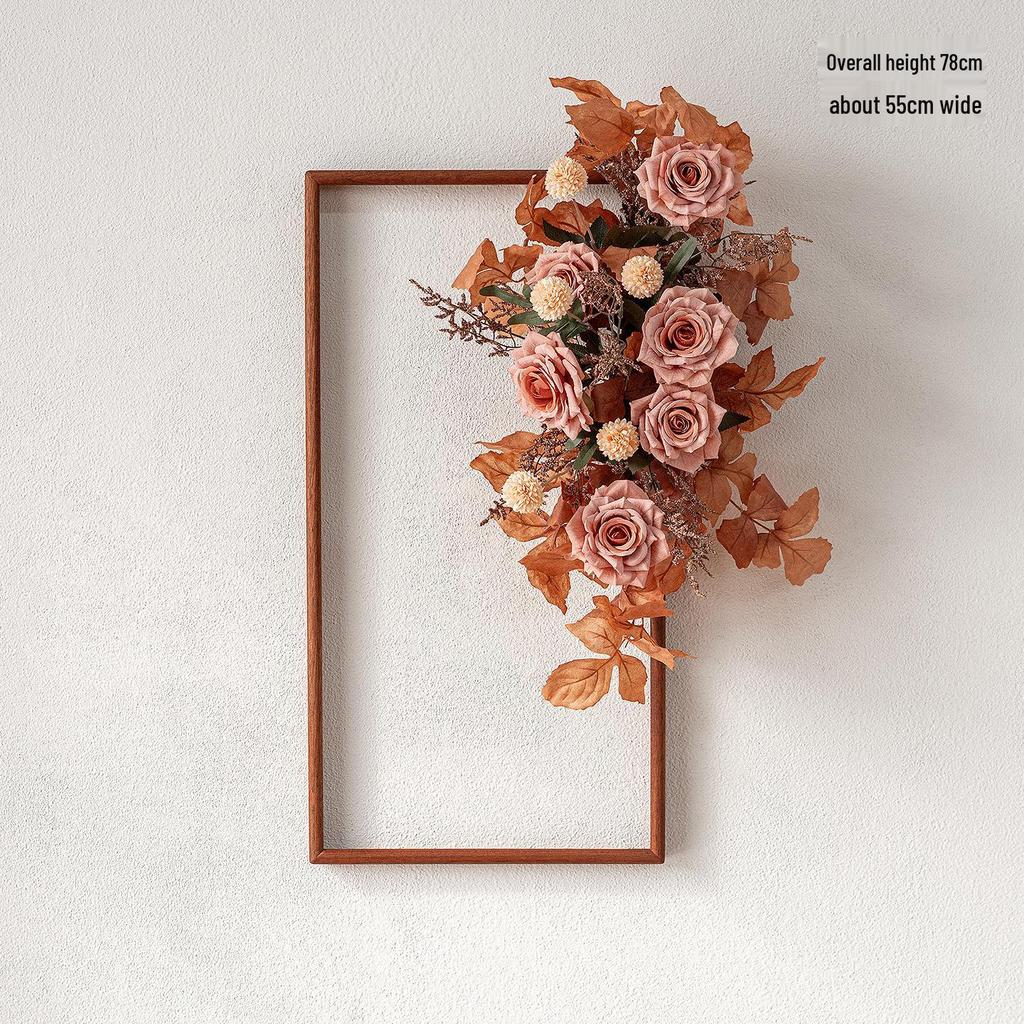 Retro Wenge Wood Photo Frame: Creative Living Room Artificial Flower Wall Art & Photography Prop