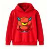 Kids Boys Girls Cartoon One-Eyed Red Monster Print Pullover Hoodie, Soft Casual Long Sleeve Hooded Sweatshirt for Boys Girls Daily Wear Cosplay