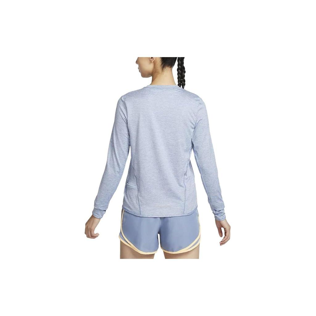 Nike T-shirt a Maniche Lunghe Casual a Girocollo Monocolore Dri-FIT ad Asciugatura Rapida da Donna Top Azzurro FB4298-440