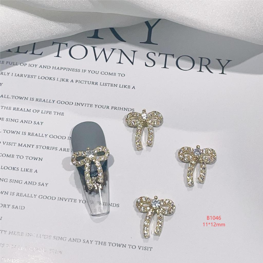 LZ Gold-Plated Bow Nail Patch: DIY Zircon Light Luxury Nail Jewelry