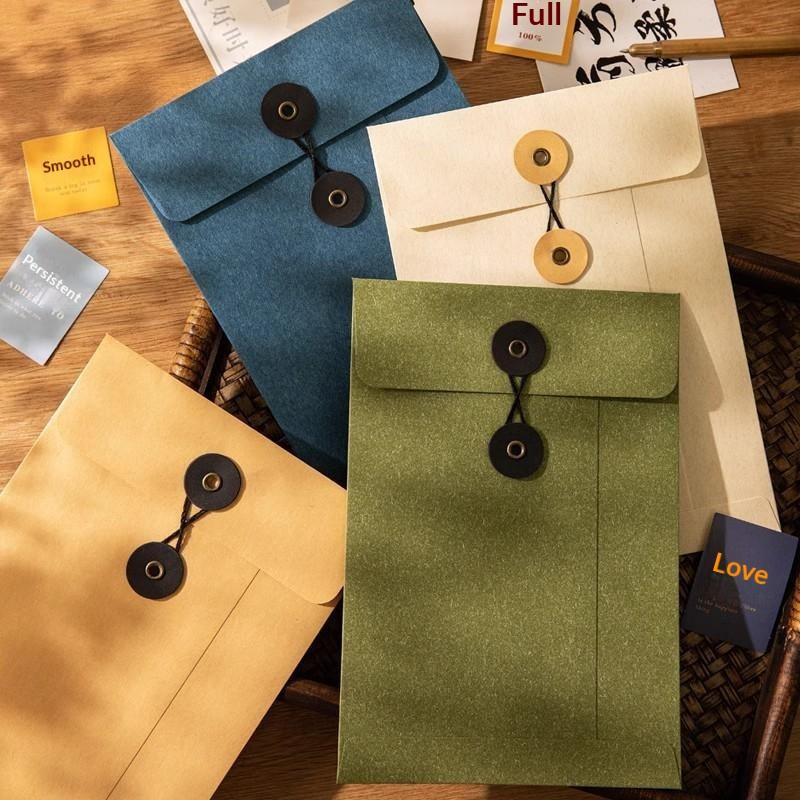 A5 Kraft Paper Vintage String Tie Envelopes Tear Resistant for Bridal Shower Invitation Card Small Gift Packaging