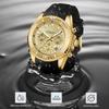 Sport Style Watch for Men Waterproof Chronograph Watch with Mineral Glass, Silicone Band Wristwatch