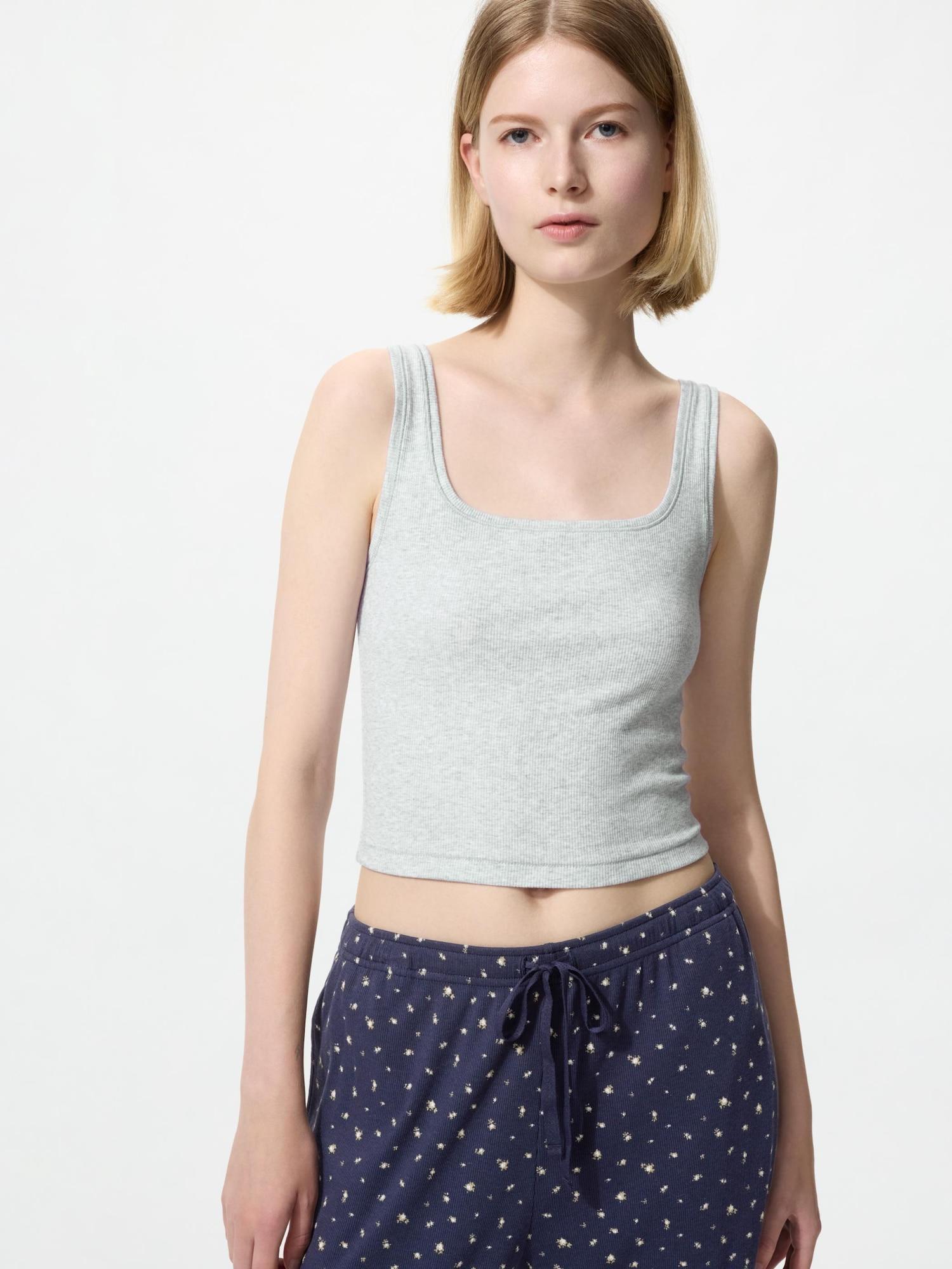 Uniqlo Cropped Square Neck Tank Top 03 GRAY/WOMEN XS