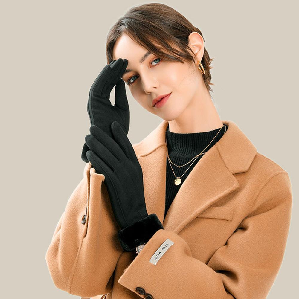 

Зимние женские толстые кашемировые теплые перчатки, модные перчатки с полным пальцем для сенсорных экранов, для спорта на открытом воздухе, для езды на велосипеде, ветрозащитные перчатки для вождения