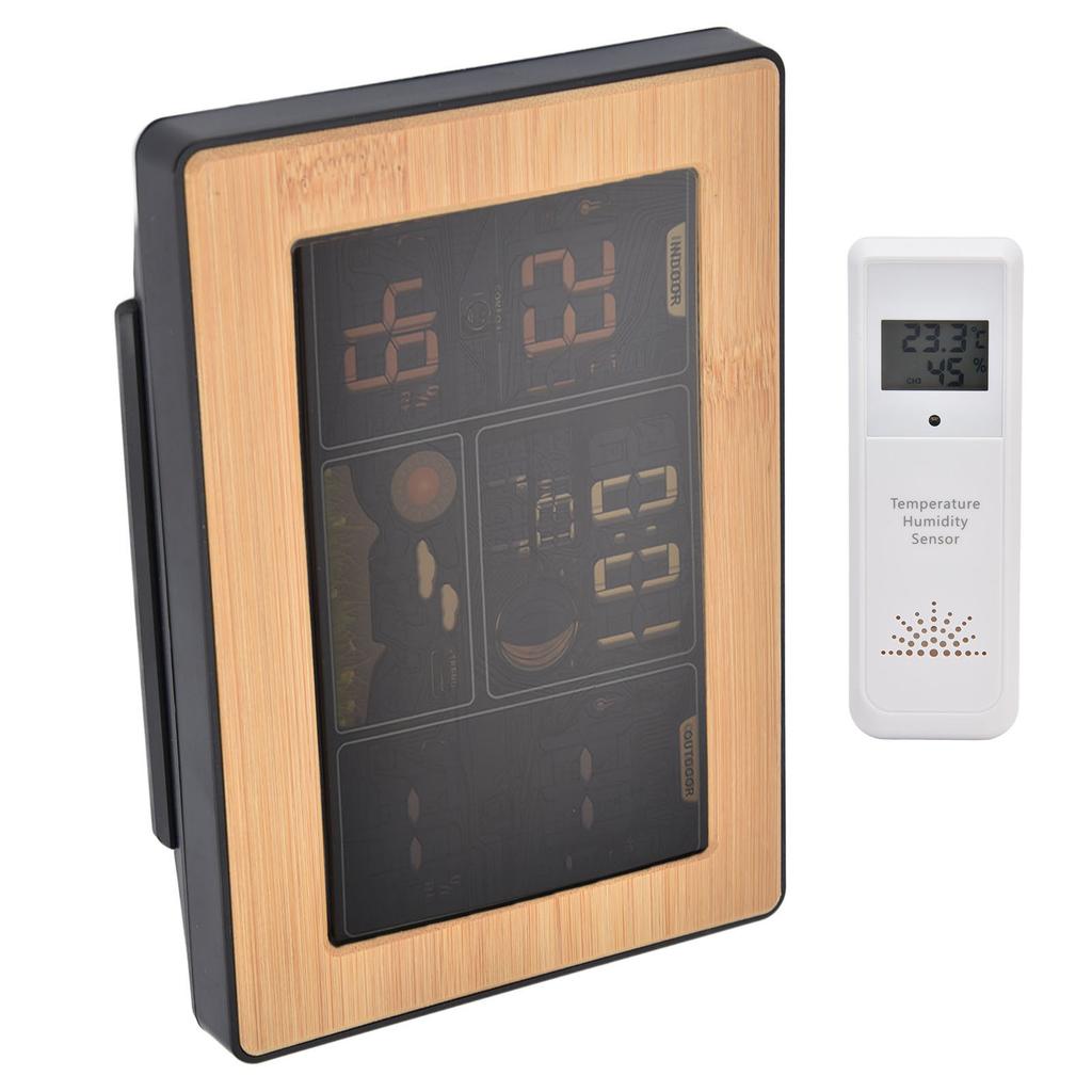 LCD Weather Forecast Station with RCC Receiving Function Wireless Thermometer Hygrometer 100?240VUS