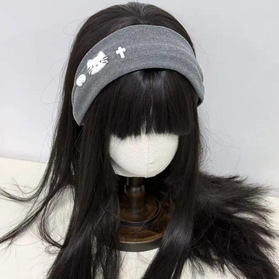 Angel Miffy Rabbit Korean-Style Gray Wide-Brim Headband - Cute Cartoon Hair Accessory for Girls