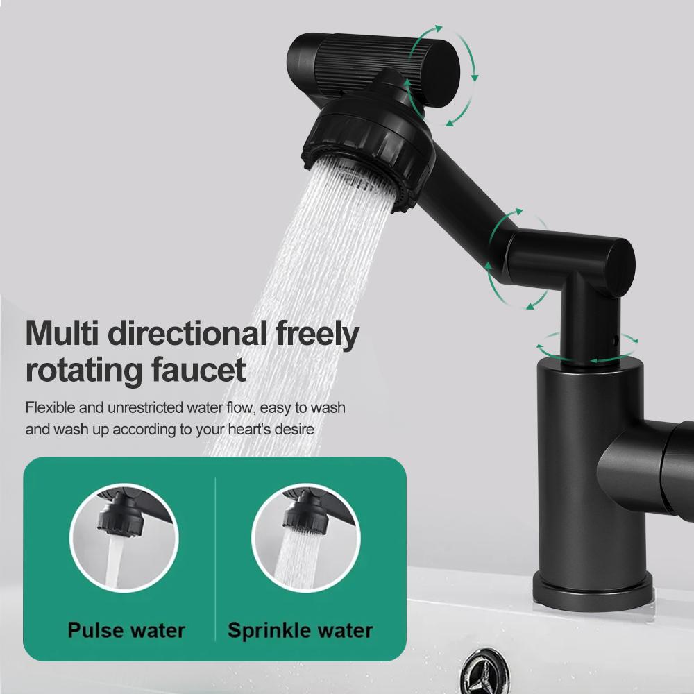 1 ADET 1080° Dönen Lavabo Musluğu Evrensel Dönen Lavabo Musluğu Uzatma, Havalandırıcı Nozül ve Robot Kol, Mutfak Küvet Musluğu Lavabo için Uygundur