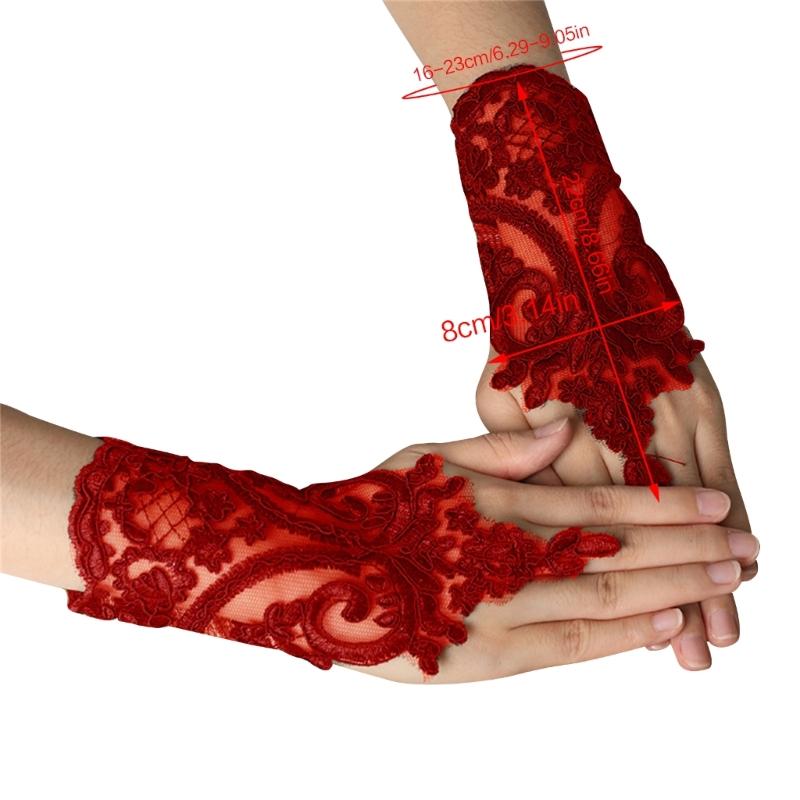 Handschuhe Handgefertigt Braut Hochzeit Handschuh Stickerei Spitze Armband & Verstellbares Seil