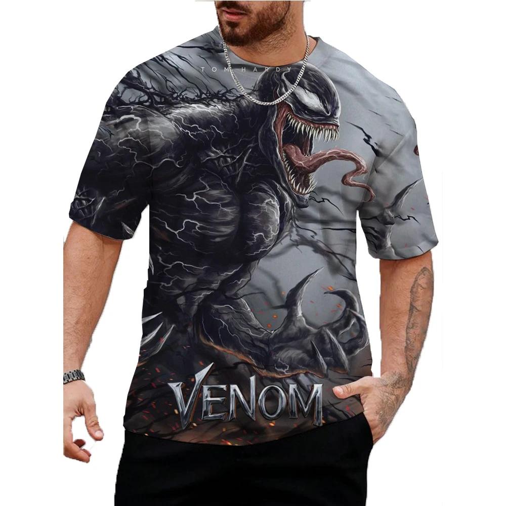 Venom Print T-Shirt Summer Round Neck Tops 3D T-Shirt Male Casual Stylish Short Sleeve Clothing Fashion Trend Street Wear