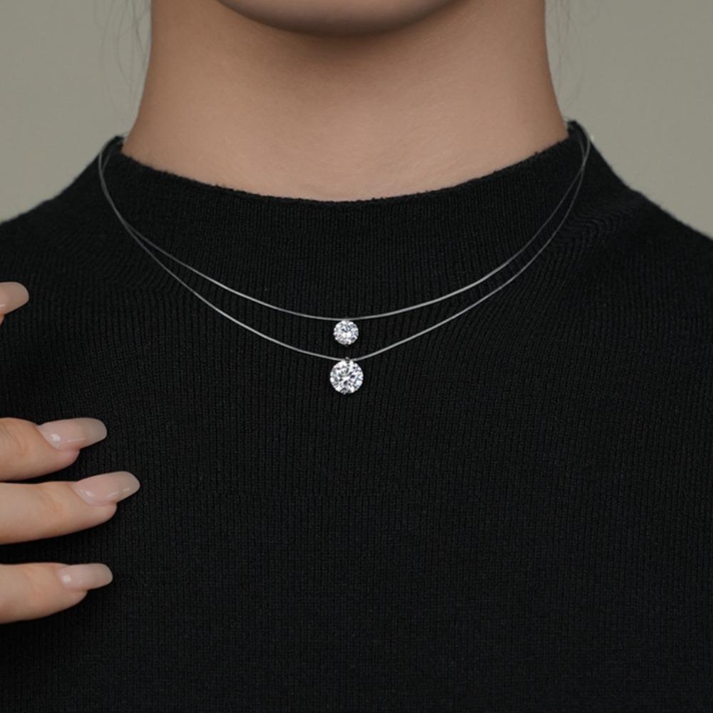 Collana con Ciondolo in Moissanite Certificato D VVS1 0.5-5CT per Donna Argento 925 Trasparente Catena Filo da Pesca Gioielli da Festa