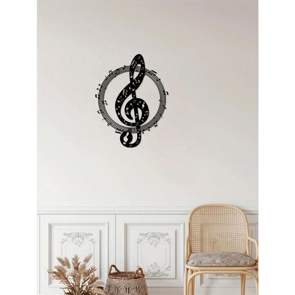 Metall Wandkunst Noten Dekor, Schwarze Skulptur für Schlafzimmer, Büro, Musikstudio Wandbehang, 1 Stück, Geburtstagsgeschenk, Abschlussgeschenk