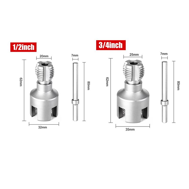 Integrated Internal & External Pipe Threading Tool Pvc Pipe Threader Pipe Threading Tool 1/2'' 3/4'' Dies Electric Drill