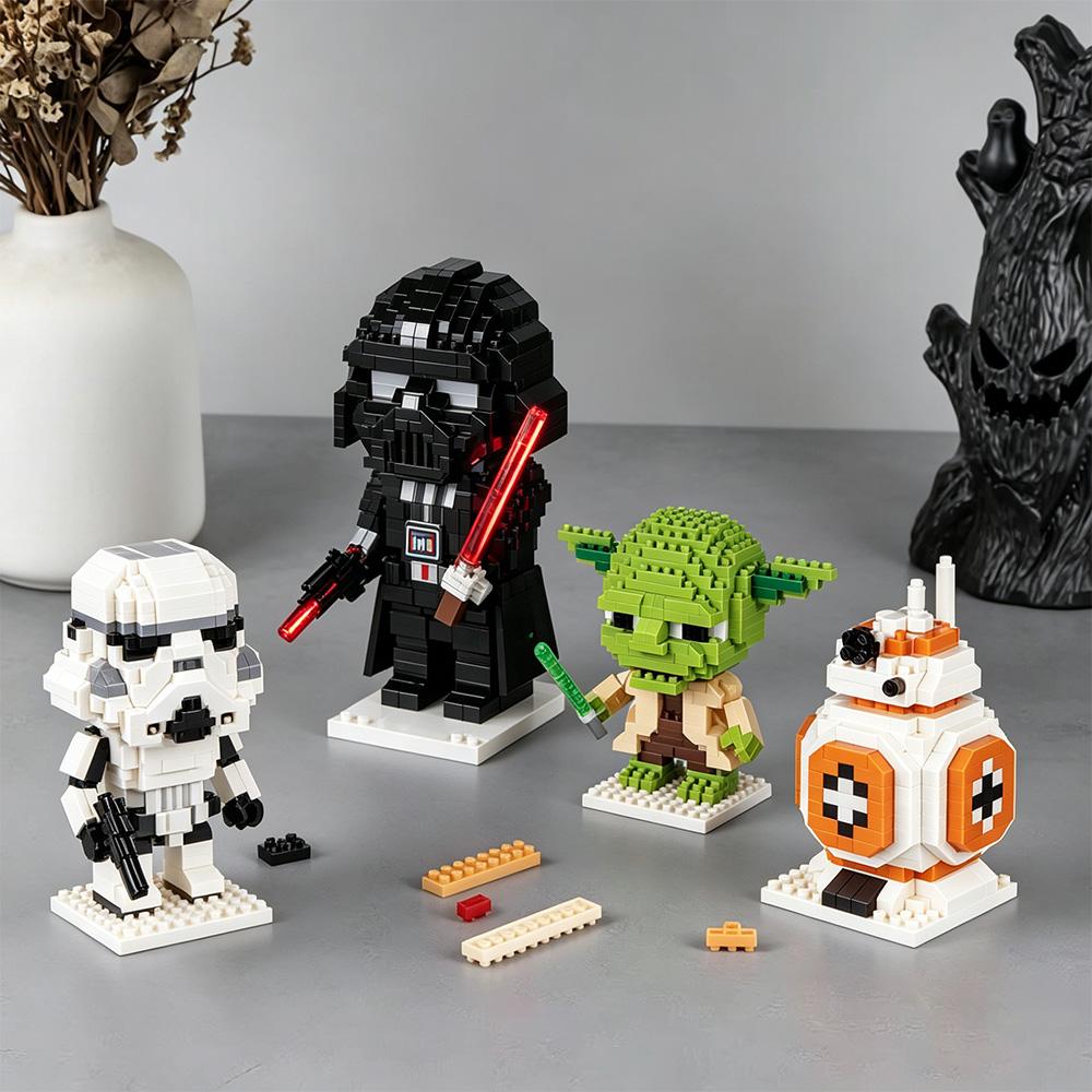 Micro Particle Building Blocks Darth Vader Yoda Stormtrooper Mini Bricks DIY Assembled Model Toys Creative Gift