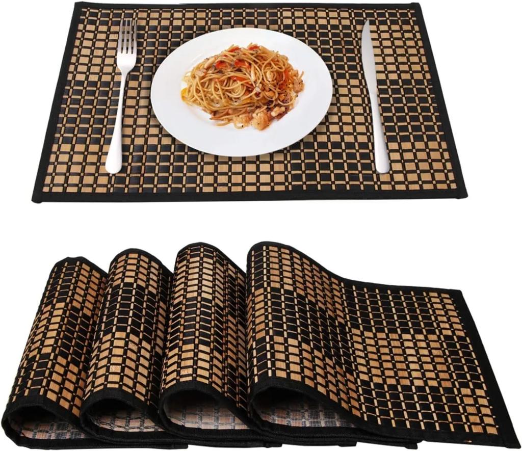 Bamboo Placemats for Dining Table,Placemats Set of 4,Stain-Resistant,Heat-Resistant Durable Sturdy Dining Place Mats for Kitchen