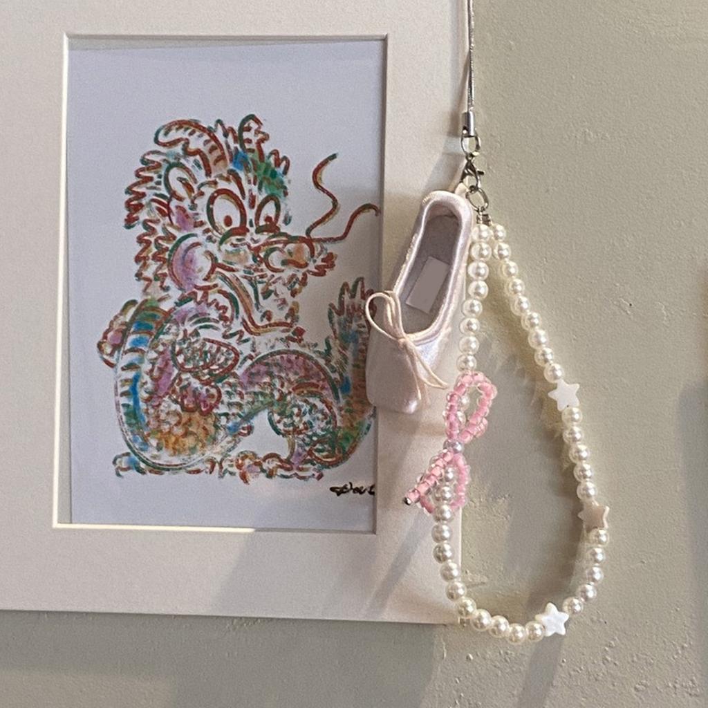 Unique Ballet Shoe Phone Charm Keyring Pendant Cute Keychain Cellphone Chain Stylish Accessory for Backpack Purse Bag