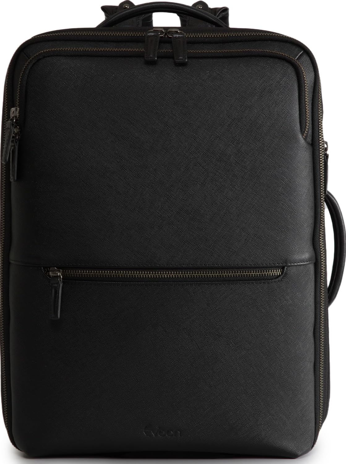 

[Evoon] Multi-Business Backpack Leather Genuine Leather Men s Business Backpack 28L Large Capacity Backpack with Expansion Function 15.6 Inch (Black)