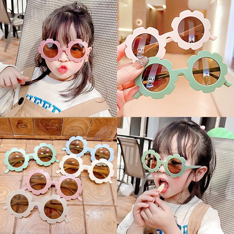 Children'S Cartoon Glasses Frosted Frame Sunglasses Candy Color Cute Sunflower Frame Baby Glasses
