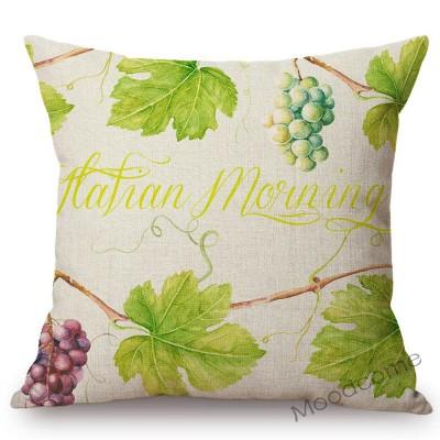 Watercolor Summer Garden Sunflower Pomegranate Flower Blossom Leaves Home Decorative Throw Pillow Case Linen Cushion Cover Case