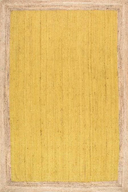

Желтый джутовый простой коврик на границе 120cm x 180cm естественный