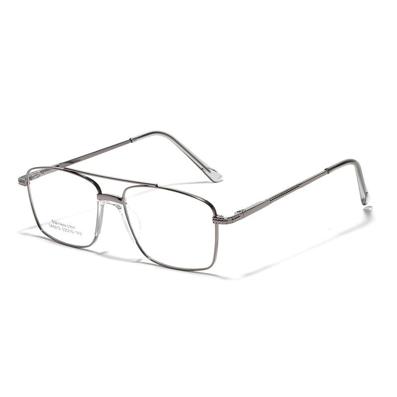 Glasses Double Beam Metal Frame Flat Mirrors Men'S Saddle Nose Pad Square Frame Plain Mirrors Women'S New Mirrors