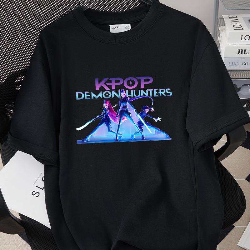 KPop Demon Hunters Huntrix Trykk Herre T-skjorte Sommer Bomull Kort Ermet T-skjorte for Dame O-hals Dame T-skjorte Streetwear Topper