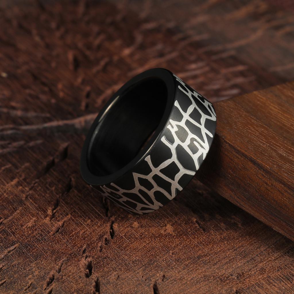 Simple Crack Design Titanium Steel Men's Ring 10mm Wide Fashion Band Durable Fade Resistant