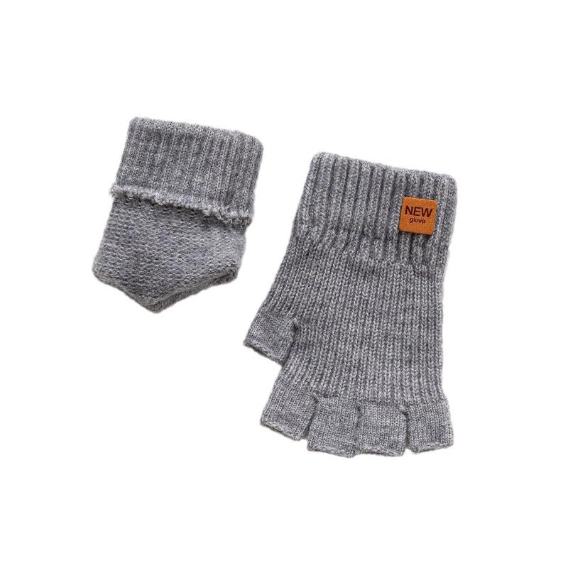 New Camel Wool Gloves Cycling Autumn and Winter Warm Fleece Thickened Half Finger Work Thickened Cold-proof Men's Gloves