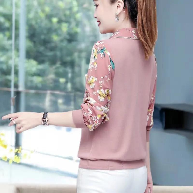 Mum Bottoming Shirt Female Fashion Thin Long-sleeved T-shirt Loose Age Reduction Tops Spring and Autumn Shirt