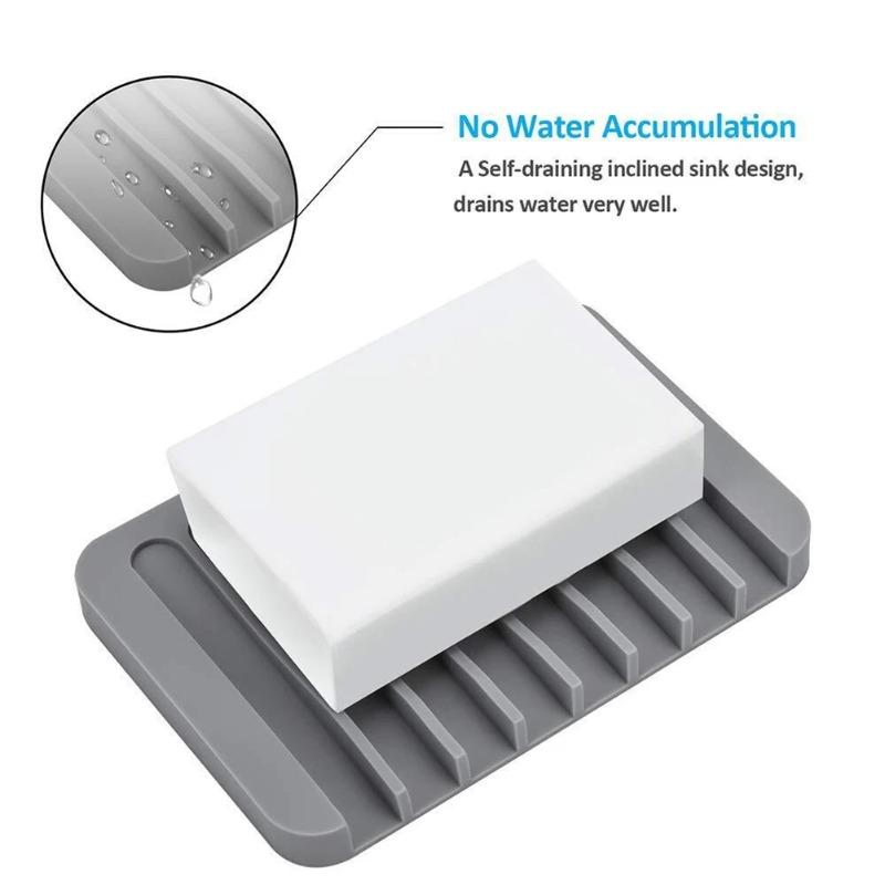 1/2pcs Bathroom Anti-slip Soap Box Kitchen Drain Soap Holder Storage Holder Silicone Self-draining Soap Holder Non-slip Mat