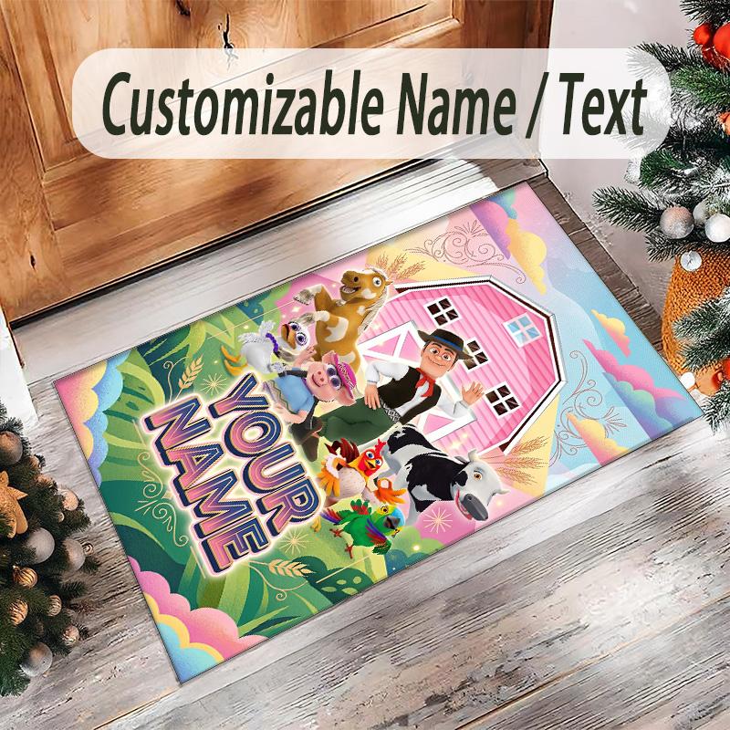 Personalized Crystal Velvet Carpet Custom Name Text,La Granja de Zenón Anti Slip Area Rug For Home Decoration