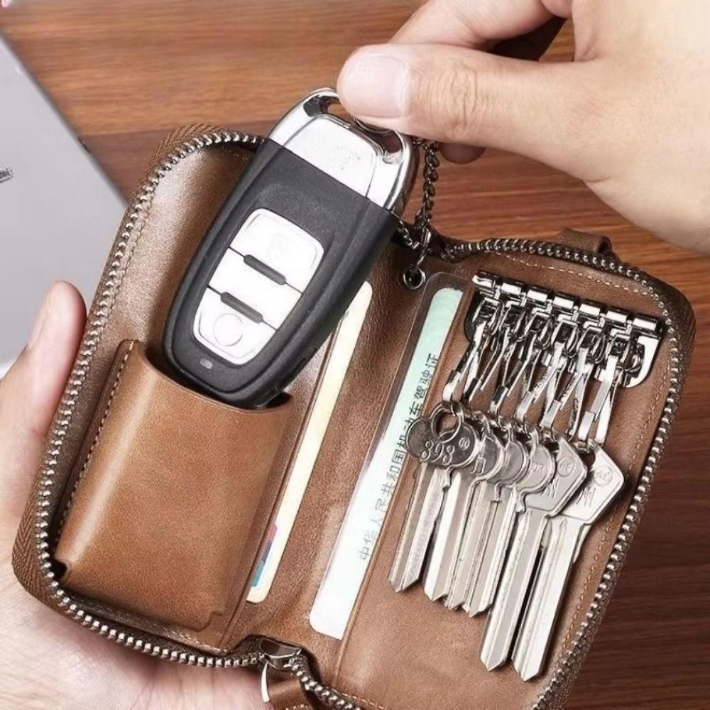 Retro Key Organizer Pouch PU Leather Key Storage Pouch Car Key Wallet Car Key Storage