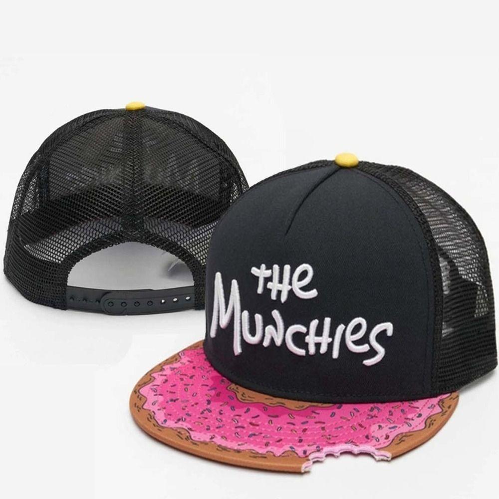 Adjustable Donut Embroidery Baseball Cap Sunscreen Hip-hop Letter Embroidery Flat Brim Hat Cotton Korean Style