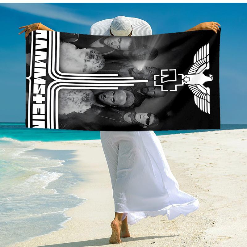 1pc Rammstein3 Beach Towel, Comfortable and Thick, and Swimming/Bath/Picnic/Camping Towel, Suitable for Seaside Beaches