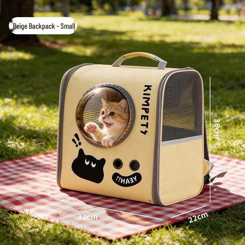 Breathable Canvas Cat & Dog Double Shoulder Backpack for Outings