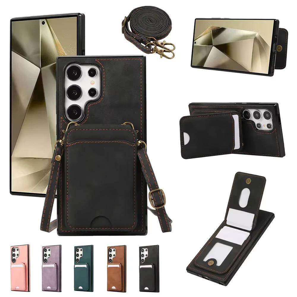 Crossbody Leder Kartenhalter Handyhülle für Samsung Galaxy S25 S22 Plus S24 S23 S21 FE A16 A06 A26 A36 A56 A55 A35 A25 A15 A54