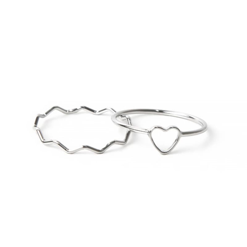 SCALETTO 1081 Unbalanced Line Heart Layered Ring [2SET]